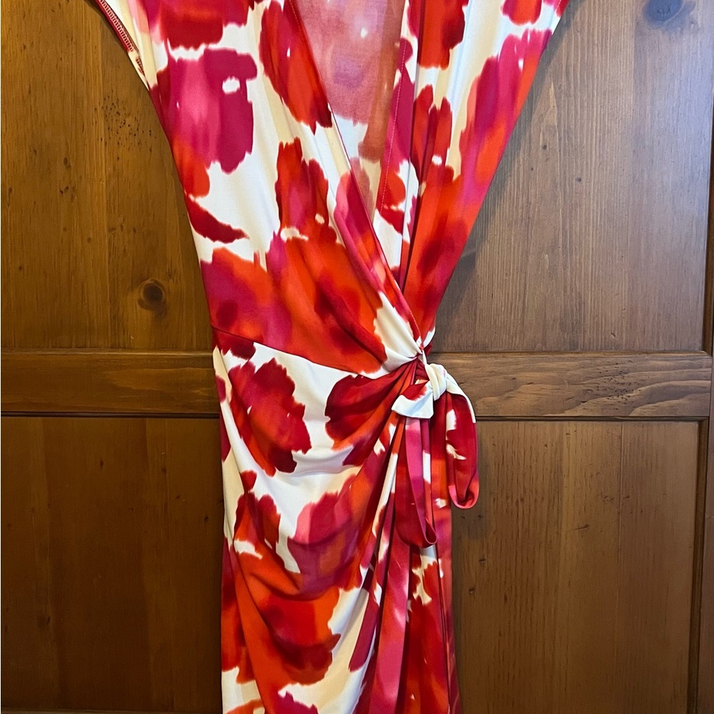Floral Wrap Dress in Red and White